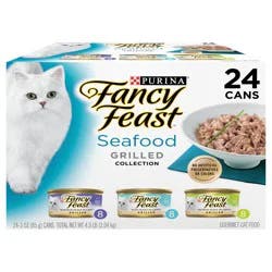 Fancy Feast Purina Fancy Feast Grilled Wet Cat Food Seafood Collection in Wet Cat Food Variety Pack - (24) 3 oz. Cans
