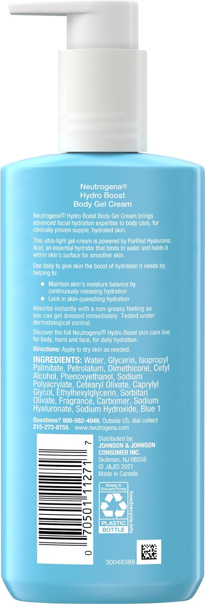 slide 11 of 11, Neutrogena Hydro Boost Body Gel Cream with Hyaluronic Acid, 8.5 Oz, 8.5 oz