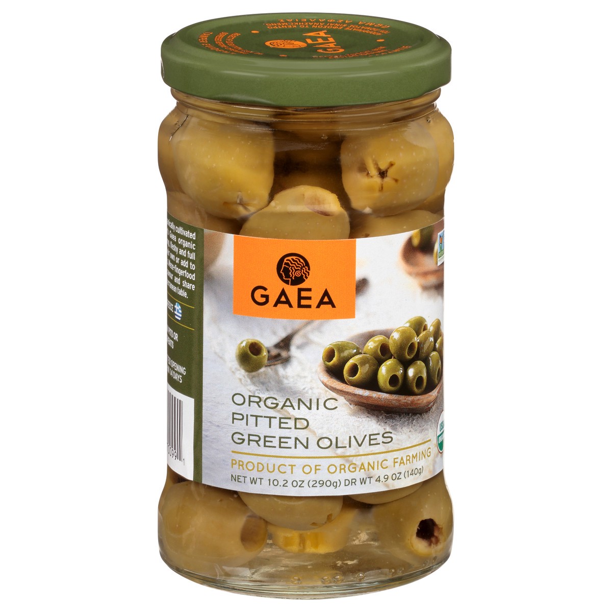 slide 2 of 13, Gaea Organic Pitted Green Olives 10.2 oz, 10.2 oz