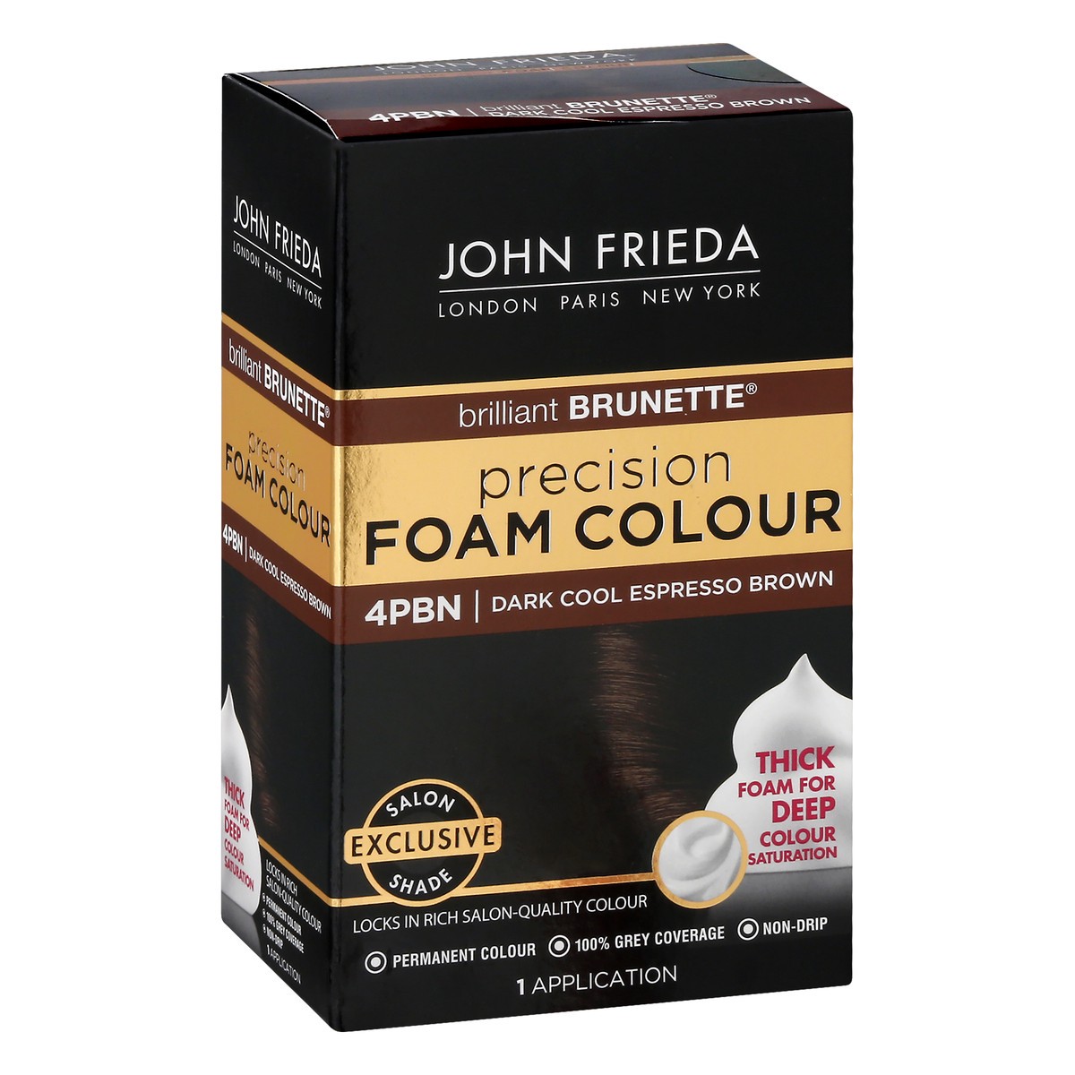 slide 4 of 9, John Frieda Brown Permanent Precision Hair Color Foam Hair Color Kit, Brown Hair Dye, 5NBG Medium Chestnut Brown Hair Color, 1 Application, 1 ct