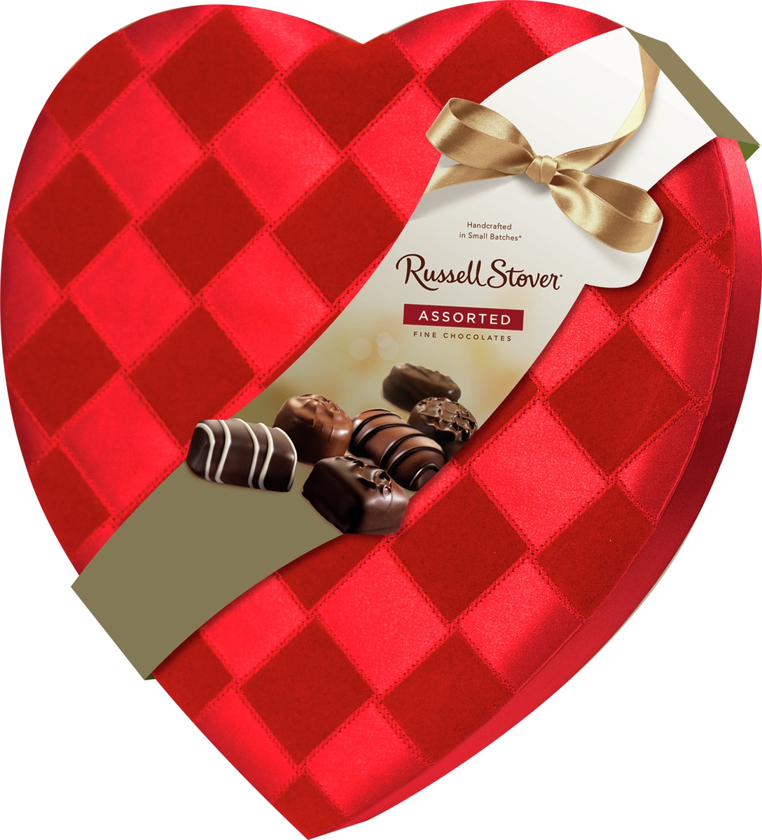 slide 1 of 1, Russell Stover Chocolates in Ribbon Weave Heart, 12 oz