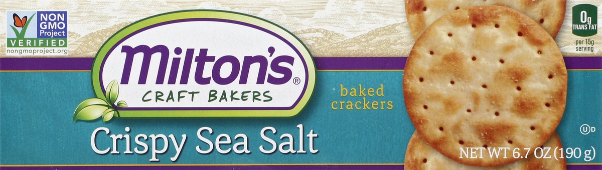 slide 4 of 4, Milton's Baked Crackers, Crispy Sea Salt, 6.7 oz