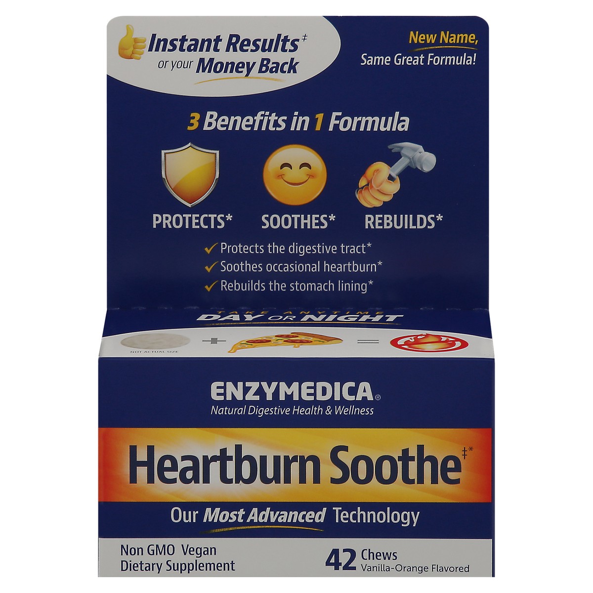 slide 1 of 9, Enzymedica Chews Vanilla-Orange Flavored Heartburn Soothe 42 ea Box, 42 ct