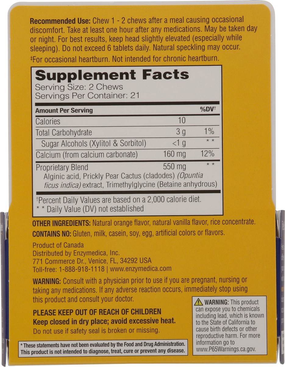 slide 5 of 9, Enzymedica Chews Vanilla-Orange Flavored Heartburn Soothe 42 ea Box, 42 ct