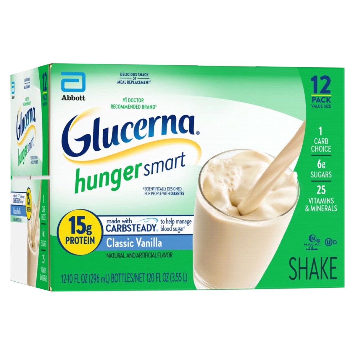 slide 5 of 5, Glucerna Hunger Smart 12 Pack Classic Vanilla Shake Value Size 12 - 10 fl oz Bottles - 12 ct, 12 ct