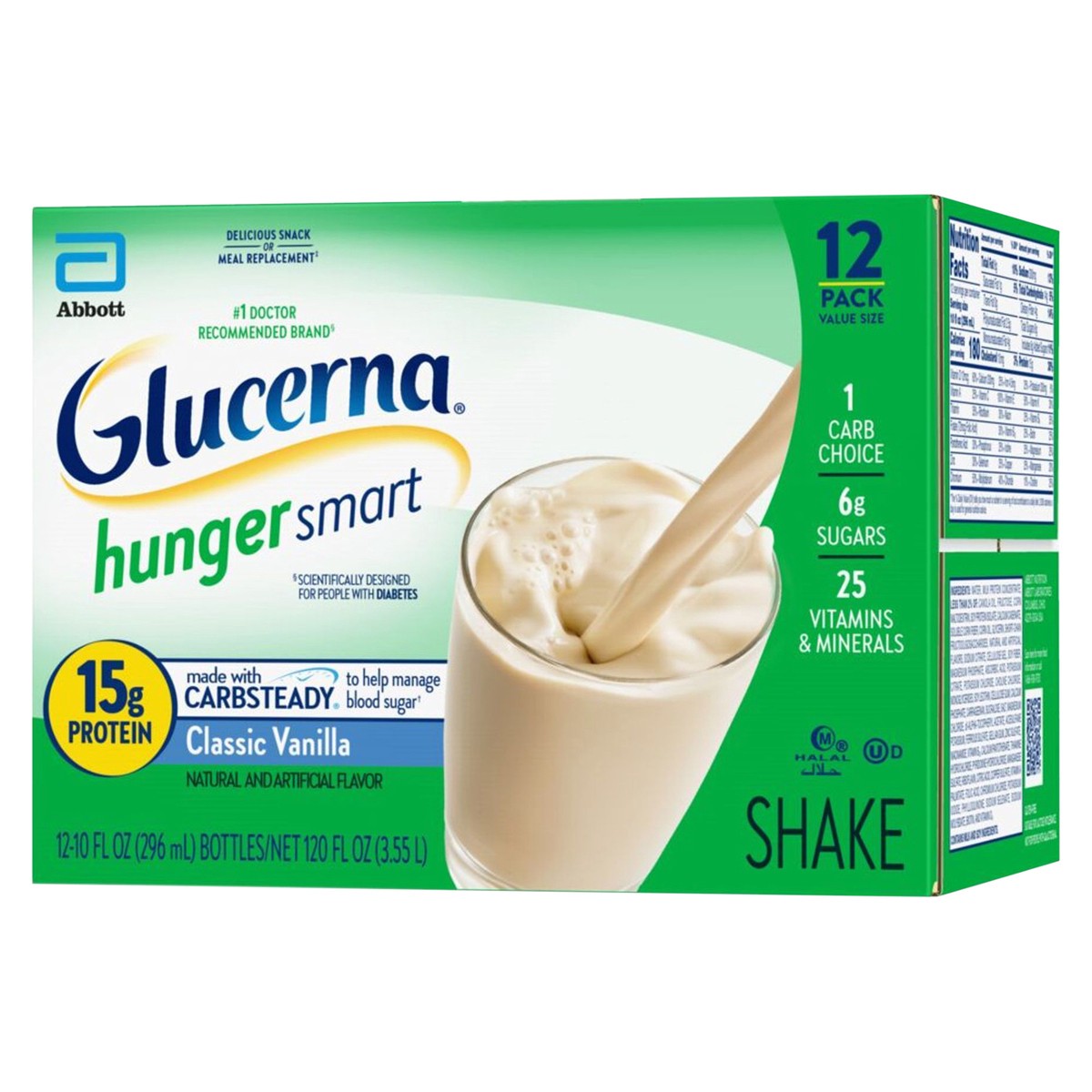 slide 4 of 5, Glucerna Hunger Smart 12 Pack Classic Vanilla Shake Value Size 12 - 10 fl oz Bottles - 12 ct, 12 ct
