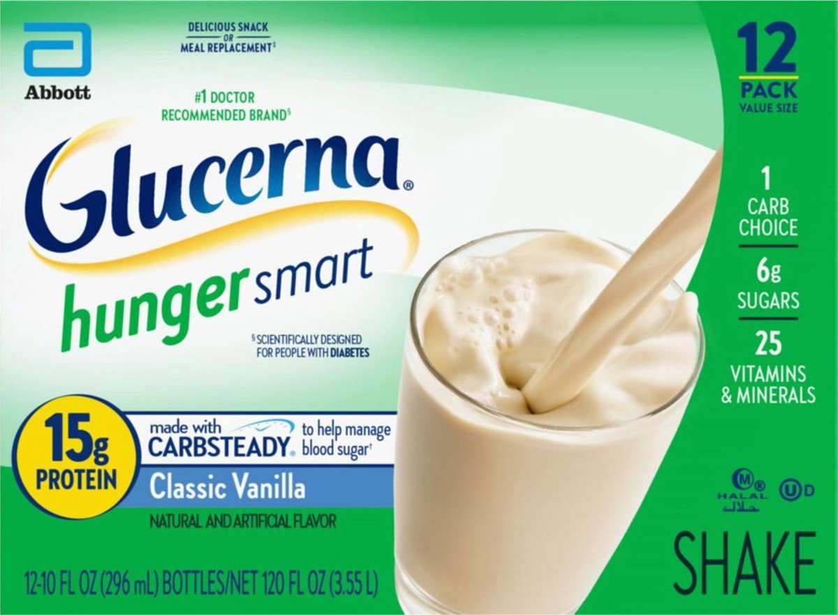slide 2 of 5, Glucerna Hunger Smart 12 Pack Classic Vanilla Shake Value Size 12 - 10 fl oz Bottles - 12 ct, 12 ct