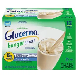 Glucerna Hunger Smart 12 Pack Classic Vanilla Shake Value Size 12 - 10 fl oz Bottles - 12 ct