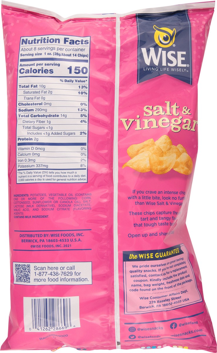 slide 9 of 13, Wise Salt & Vinegar Potato Chips 7.5 oz, 7.5 oz