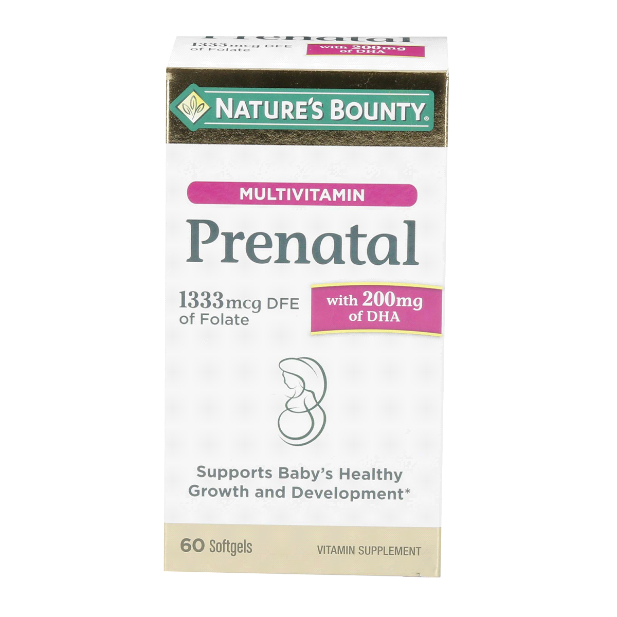 slide 1 of 13, Nature's Bounty Prenatal Multivitamin with of DHA (1333 mcg DFE of Folate), 200mg, 60 softgels