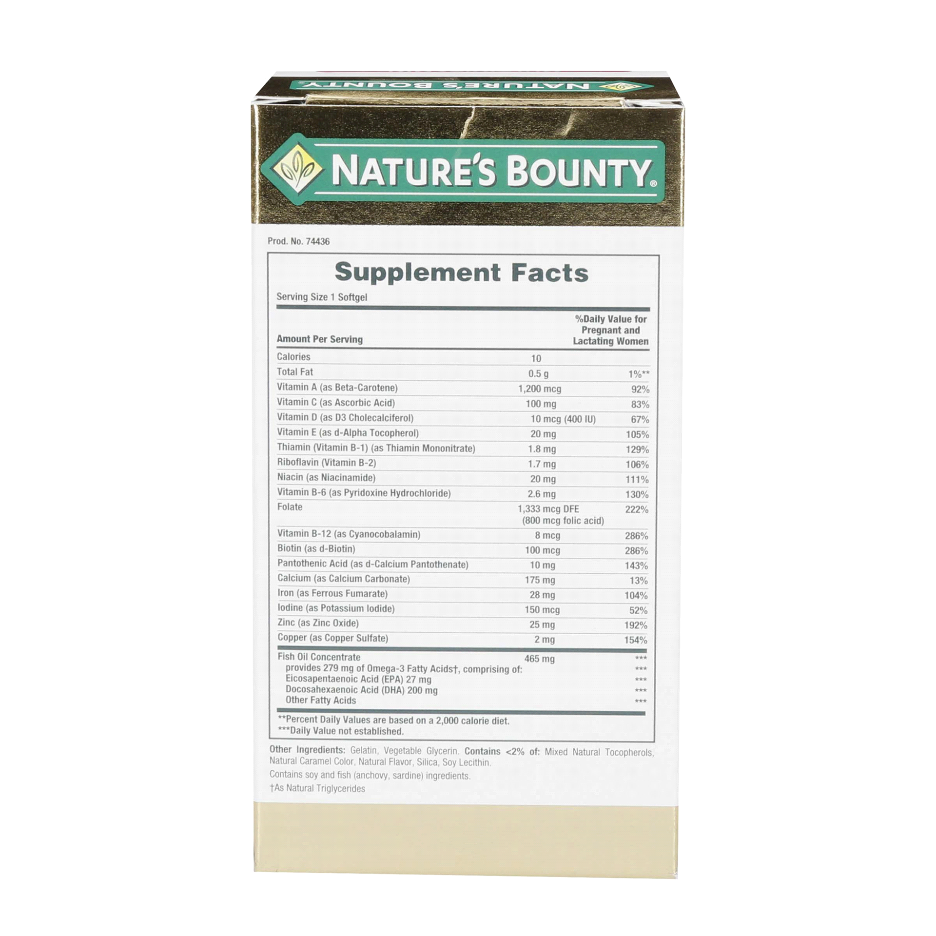 slide 12 of 13, Nature's Bounty Prenatal Multivitamin with of DHA (1333 mcg DFE of Folate), 200mg, 60 softgels