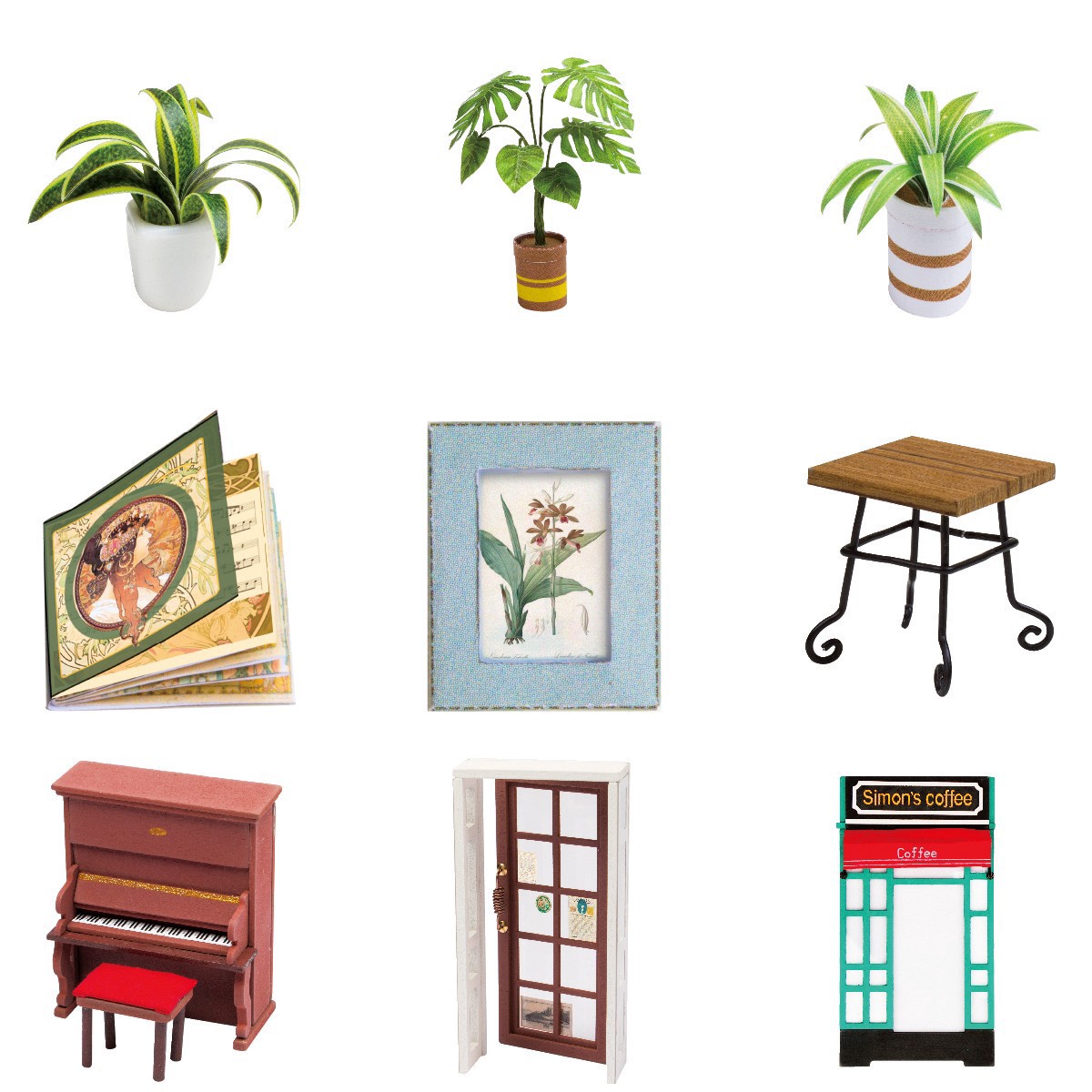 slide 11 of 16, Robotime Rolife Simon's Coffee Shop Diy Miniature House Kit, 7.48 in x 7.64 in x 8.9 in