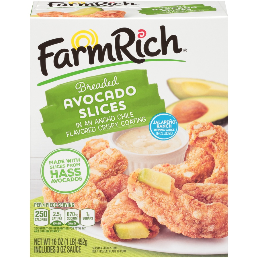 slide 1 of 8, Farm Rich Avocado Slices With Dipping Sauce, 16 oz