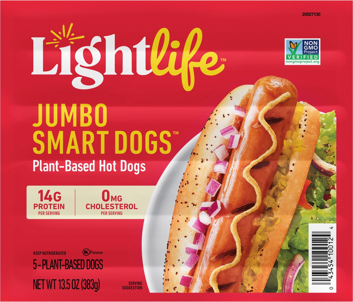 slide 2 of 5, Lightlife Smart Dogs Plant-Based Vegan Jumbo Hot Dogs, 383 g