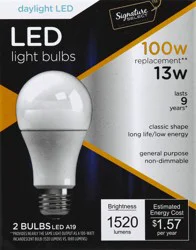 Signature Select Light Bulb Led Daylight 13w A19 - 2 Count