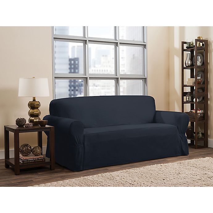 slide 1 of 5, Smart Fit Parker Relaxed Cotton Sofa Slipcover - Navy, 1 ct