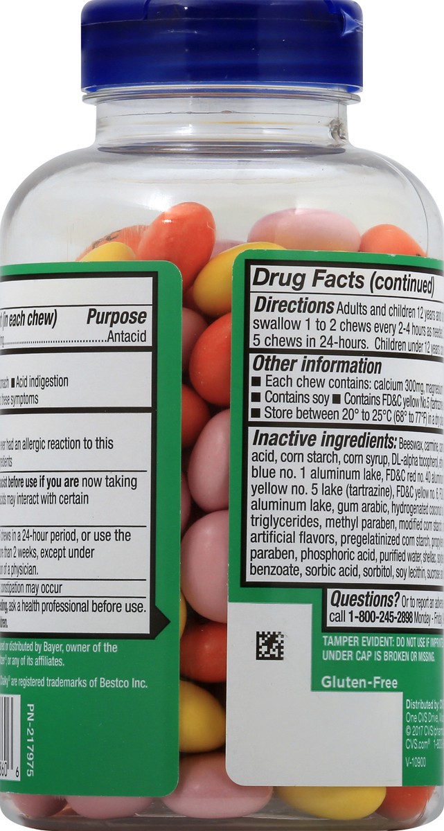 slide 4 of 9, CVS Health Extra Strength Antacid Flavor Chews, Assorted Fruit, 120 Ct, 120 ct