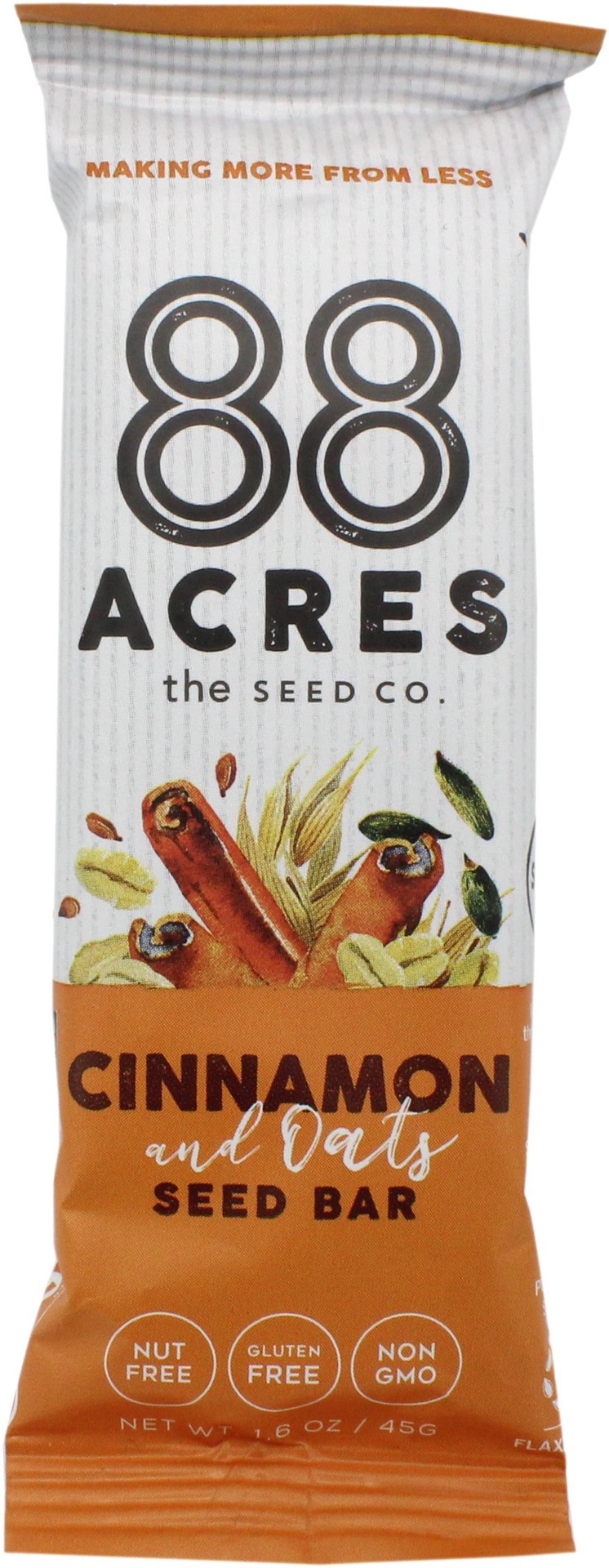 slide 1 of 1, 88 Acres Oats & Cinnamon Seed Bar, 1.6 oz
