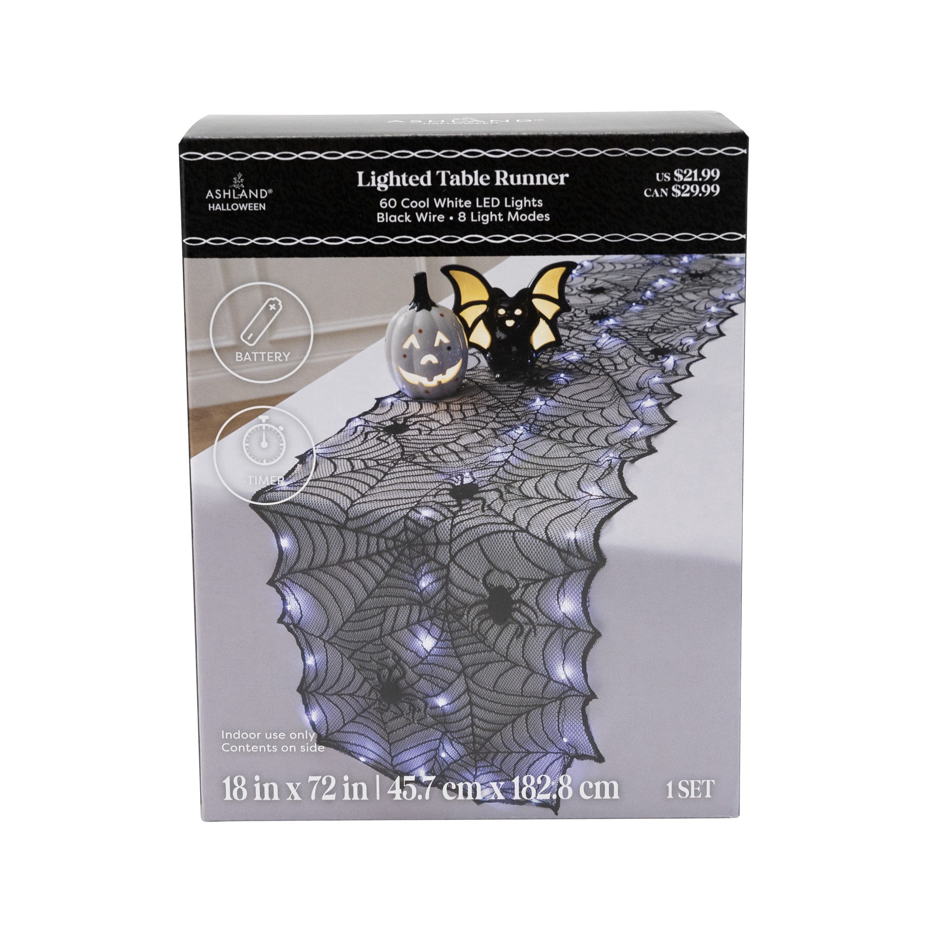 slide 3 of 5, 72" Led Lighted Spider Web Table Runner By Ashland, 72 in