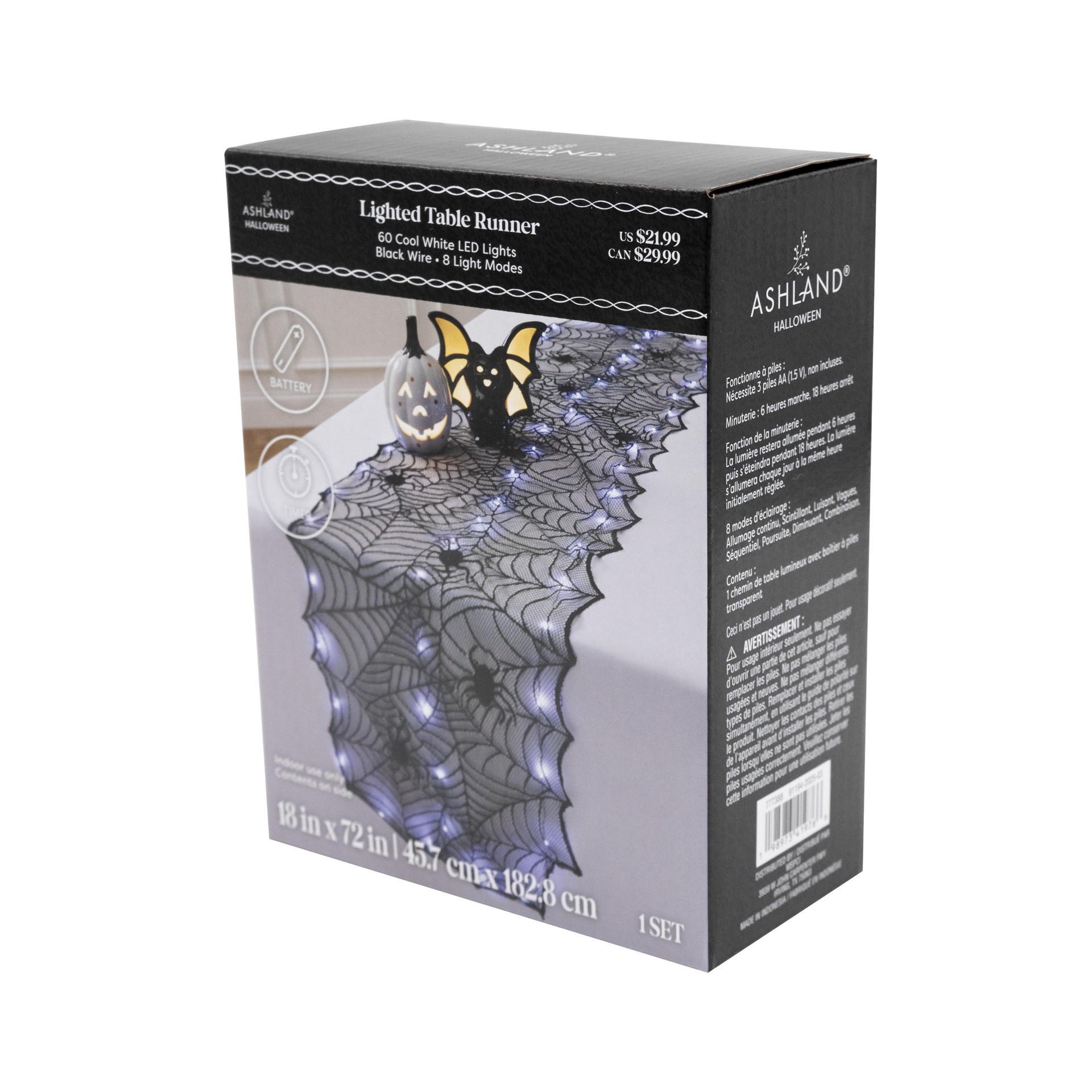 slide 4 of 5, 72" Led Lighted Spider Web Table Runner By Ashland, 72 in