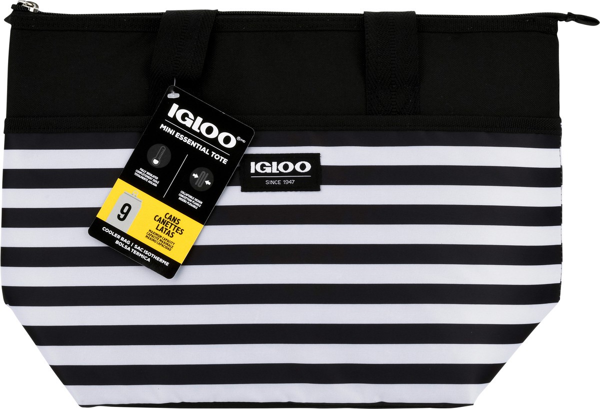 slide 7 of 9, Igloo Cooler Bag, Mini Essential Tote, Black & White Stripes, 1 ct