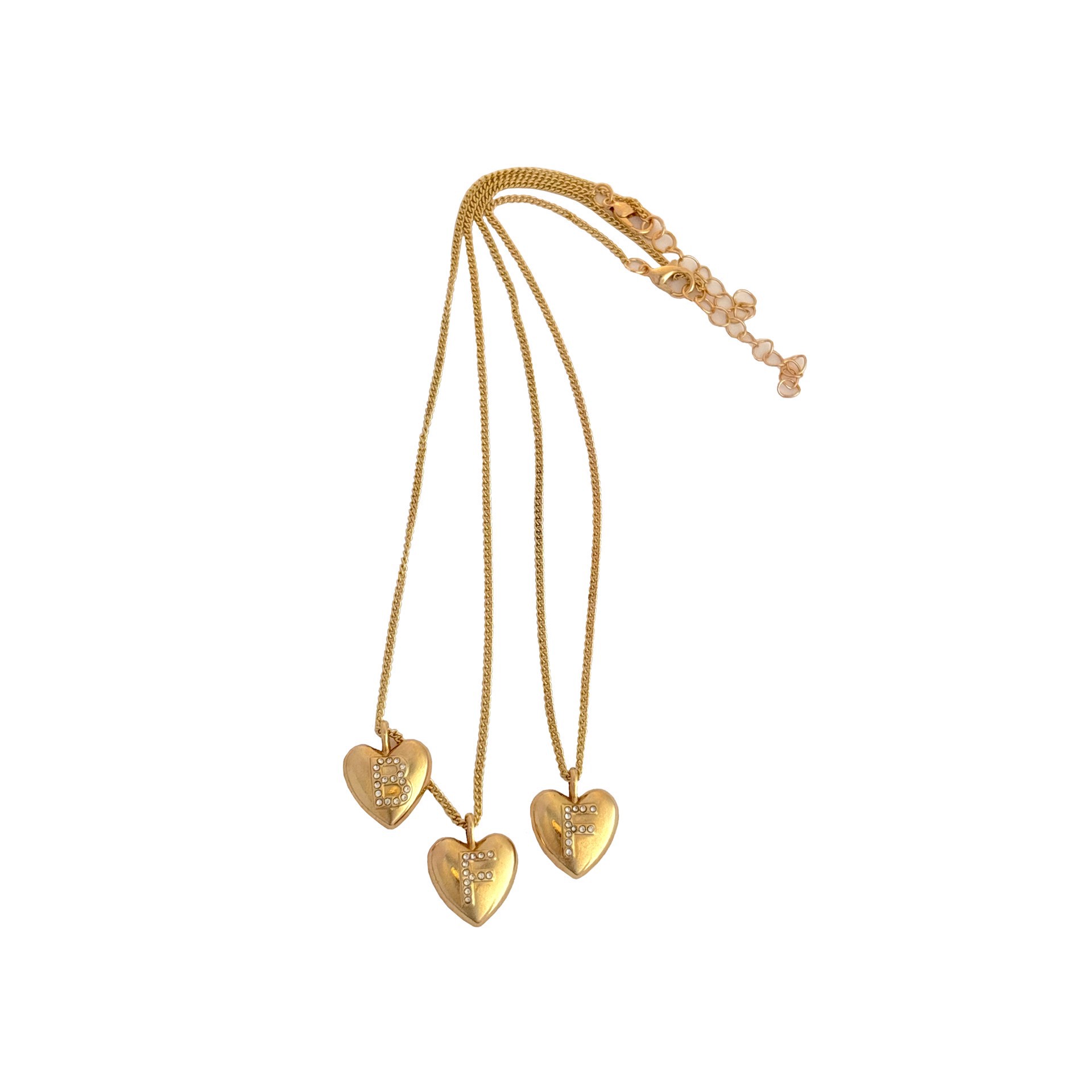 slide 3 of 3, Blue Moon Studio Gold Mirror-Plated Heart Alphabet Charm Set, 16.25mm x 19.75mm