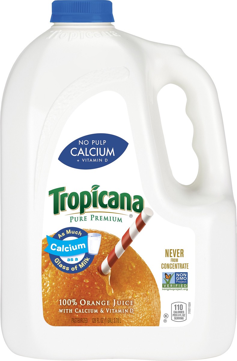 slide 6 of 7, Tropicana Pure Premium 100% Orange Juice With Calcium & Vitamin D No Pulp - 128 fl oz, 128 fl oz