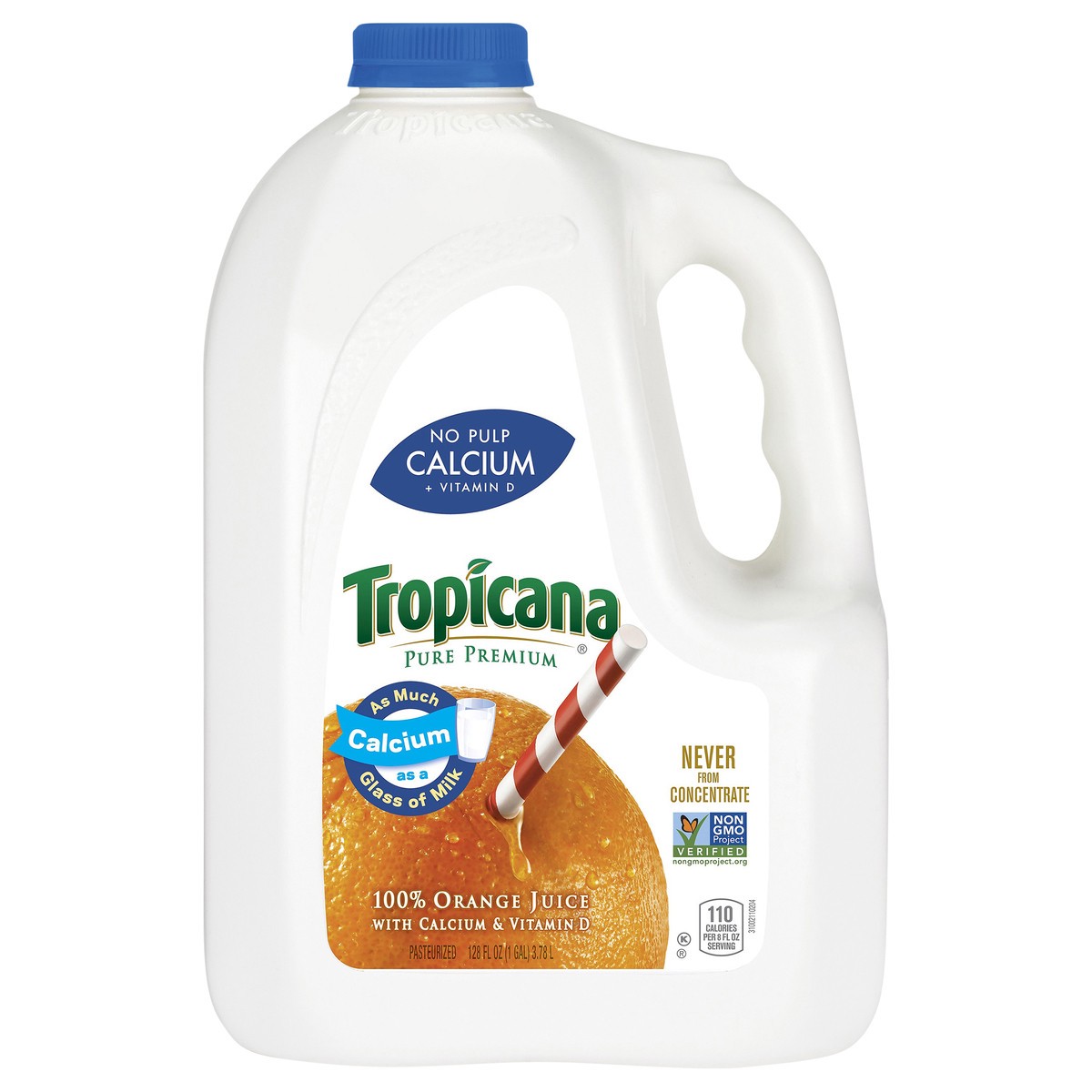 slide 1 of 7, Tropicana Pure Premium 100% Orange Juice With Calcium & Vitamin D No Pulp - 128 fl oz, 128 fl oz