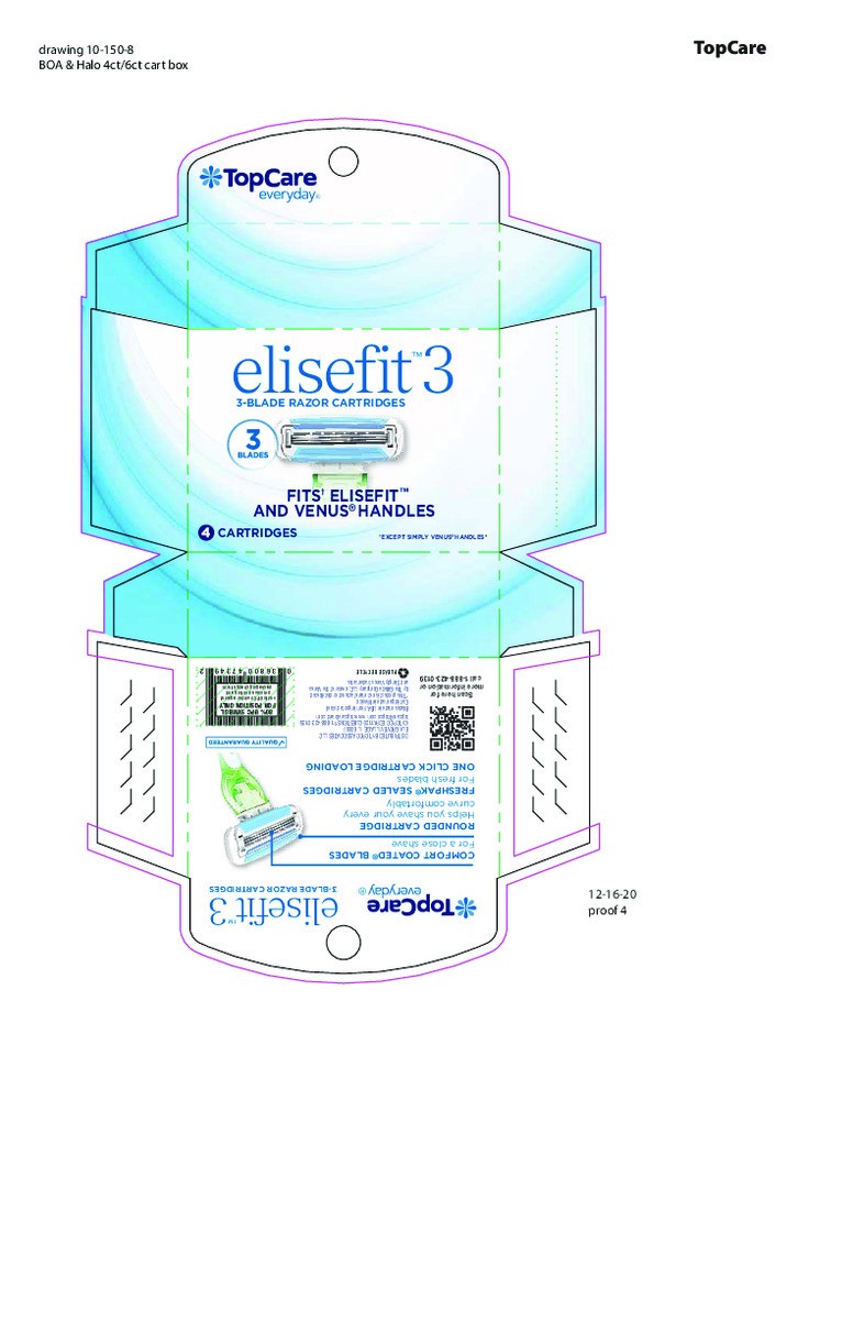 slide 3 of 13, TopCare Everyday Elisefit 3 3-Blade Razor Cartridges 4 ea, 4 ct