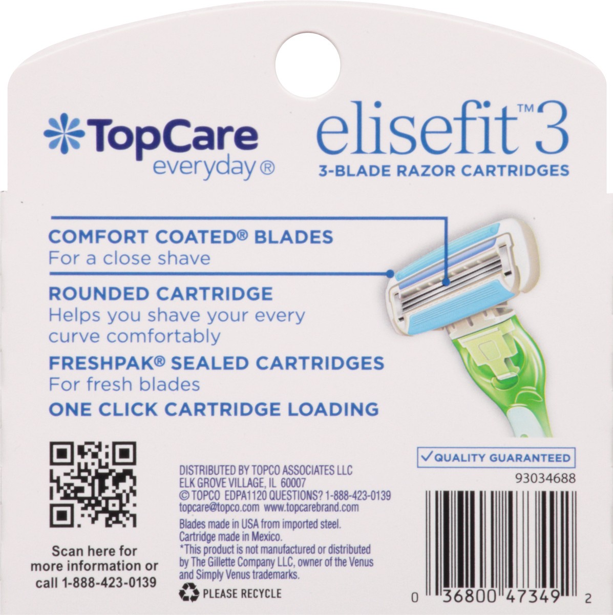 slide 2 of 13, TopCare Everyday Elisefit 3 3-Blade Razor Cartridges 4 ea, 4 ct