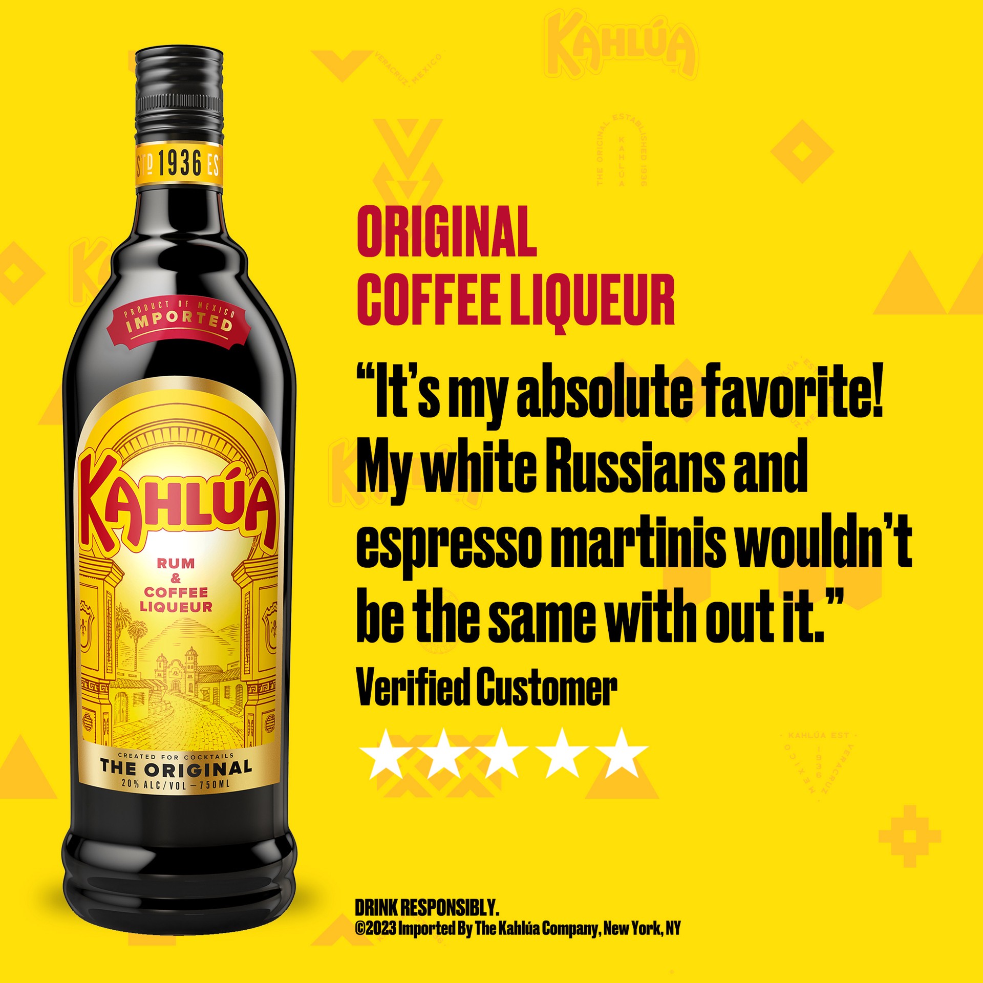 slide 7 of 9, Kahlua Liqueur Kahlua Original Rum and Coffee Liqueur, 750 mL Bottle, 20% ABV, 750 ml