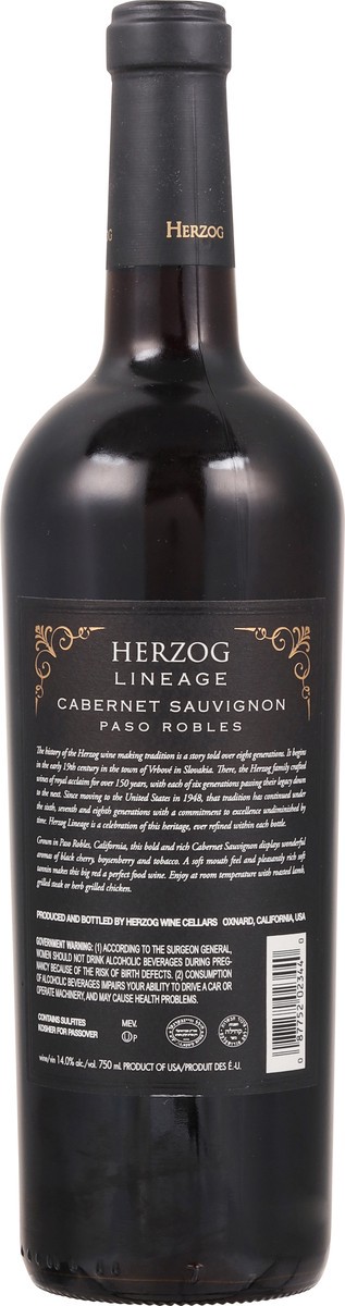 slide 6 of 9, Herzog Cellars Lineage Cabernet Wine, 750 ml