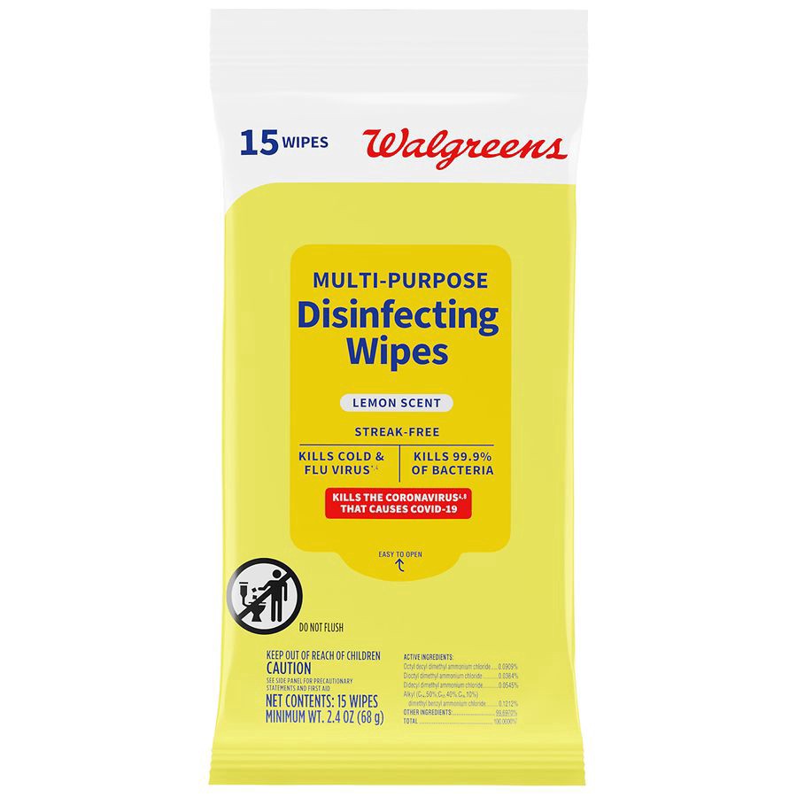 slide 1 of 5, Walgreens Multi-Purpose Disinfecting Wipes, 15 ct