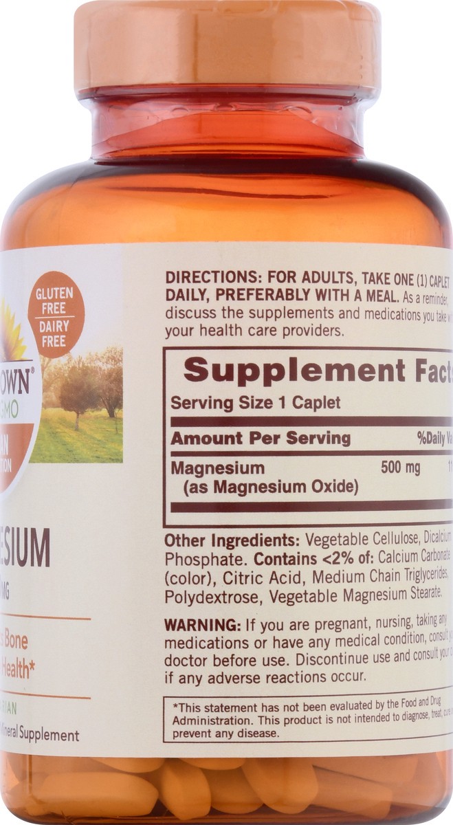 slide 4 of 9, Sundown Non-GMO 500 mg Coated Caplets Magnesium 180 ea, 180 ct