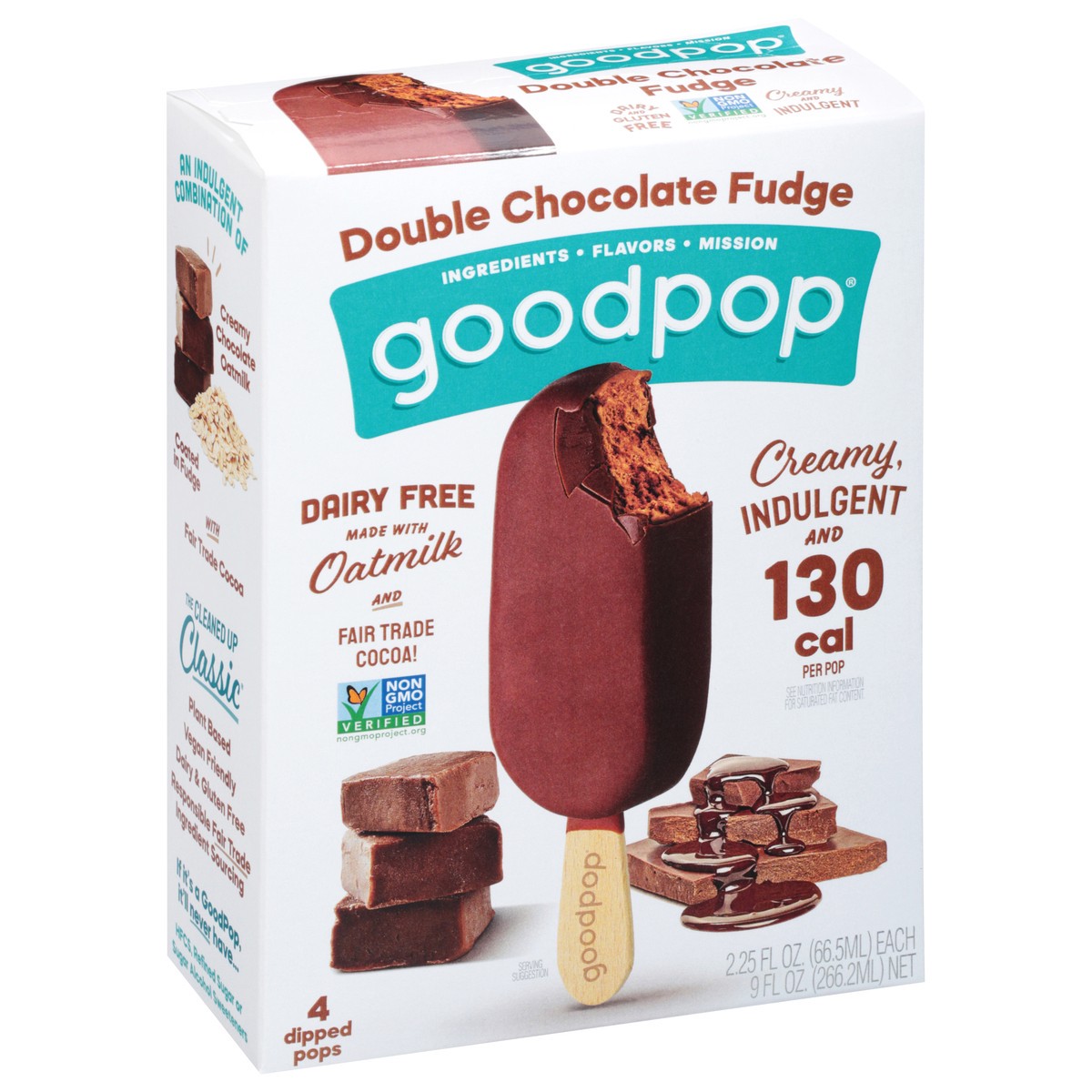 slide 2 of 9, GoodPop Double Chocolate Fudge Dairy-Free Oat Milk Frozen Dessert Bars, 4 Ct, 4 ct