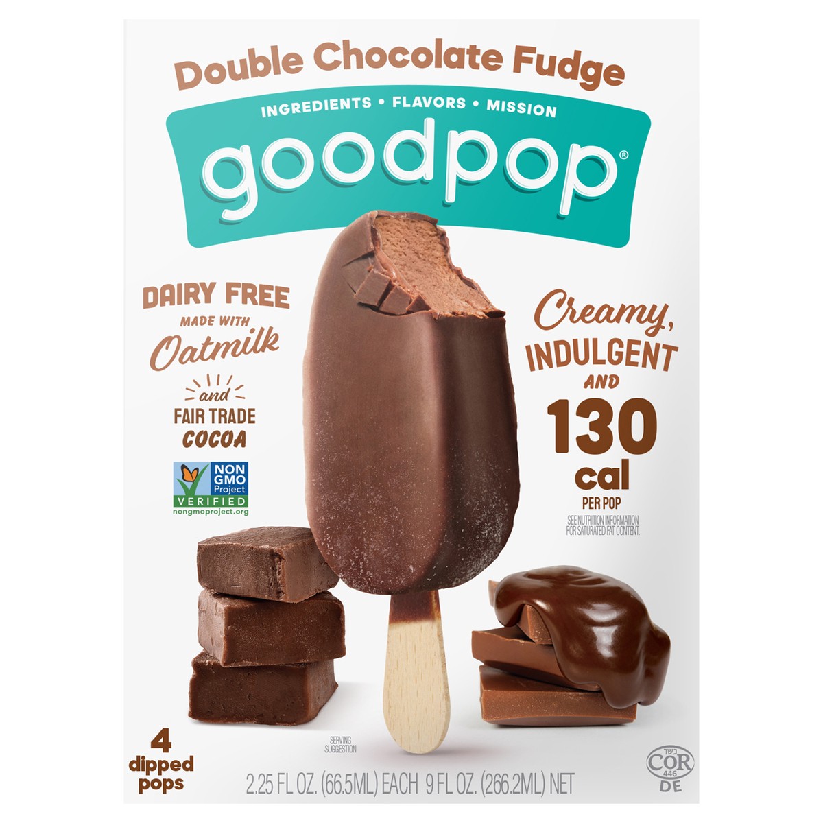 slide 1 of 9, GoodPop Double Chocolate Fudge Dairy-Free Oat Milk Frozen Dessert Bars, 4 Ct, 4 ct