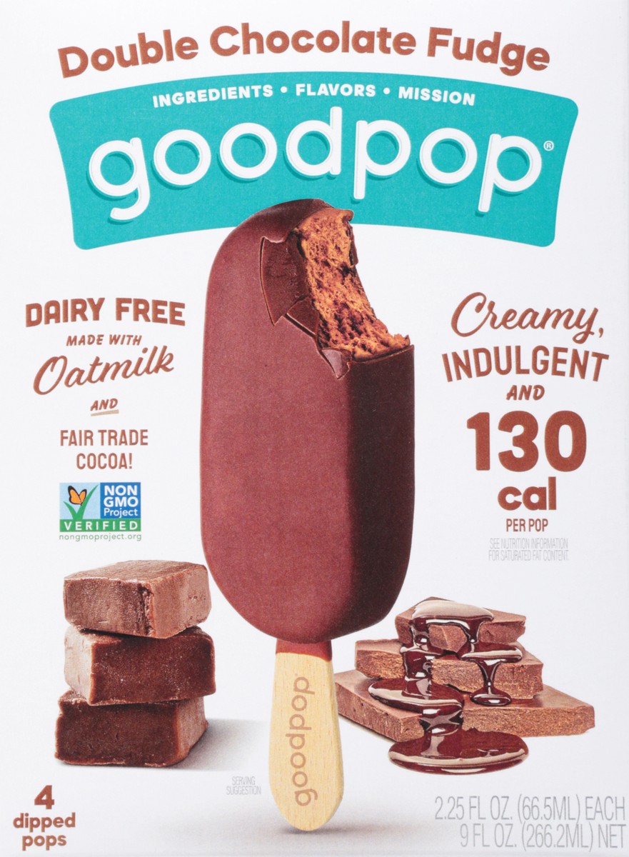 slide 9 of 9, GoodPop Double Chocolate Fudge Dairy-Free Oat Milk Frozen Dessert Bars, 4 Ct, 4 ct