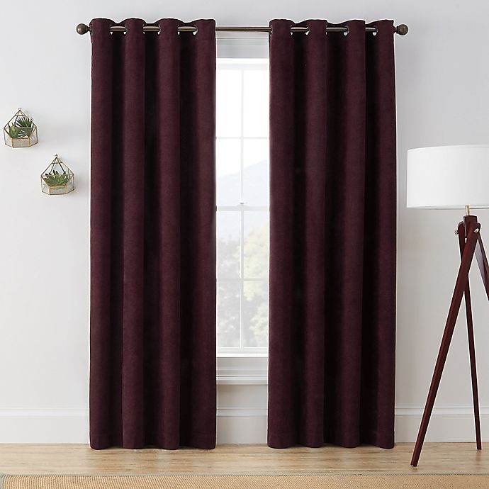 slide 1 of 5, Brookstone Marco Grommet Room Darkening Window Curtain Panel - Purple, 108 in