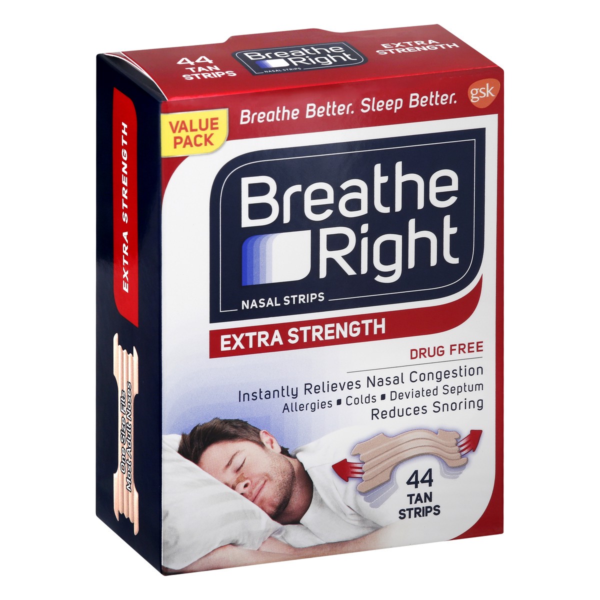 slide 6 of 9, Breathe Right Value Pack Extra Strength Tan Nasal Strips 44 ea, 44 ct