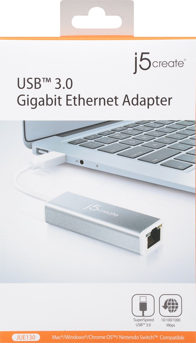 slide 2 of 9, j5create USB 3.0 Gigabit Ethernet Adapter 1 ea, 1 ct