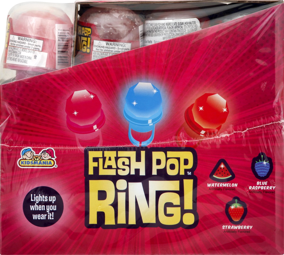 slide 2 of 12, Kidsmania Watermelon. Blue Raspberry. Strawberry Flash Pop Ring 24 ea, 24 ct