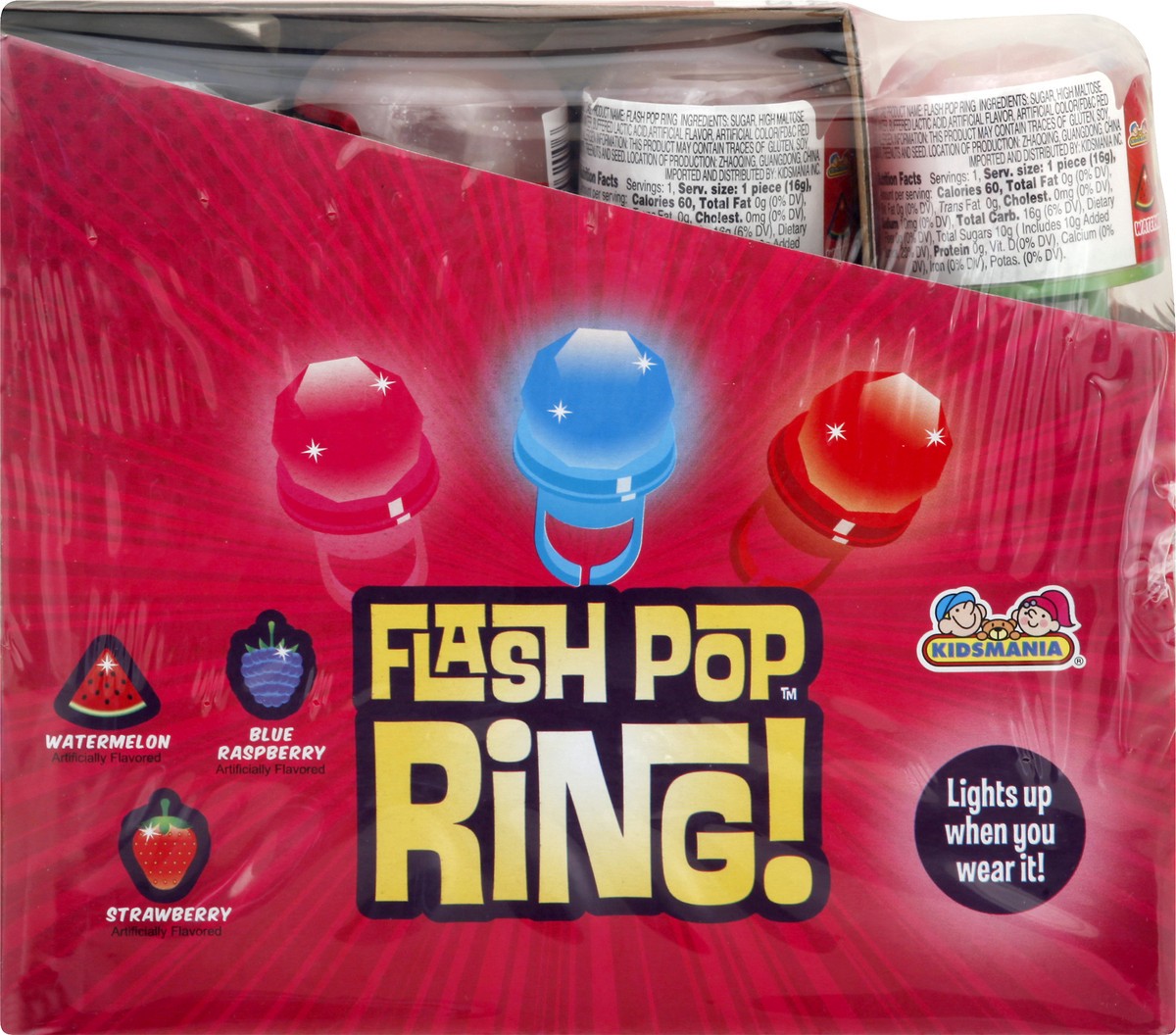 slide 5 of 12, Kidsmania Watermelon. Blue Raspberry. Strawberry Flash Pop Ring 24 ea, 24 ct