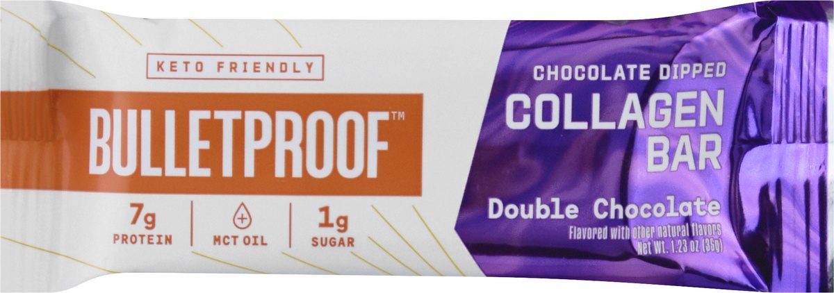 slide 9 of 10, Bulletproof Double Chocolate Dipped Collagen Bar, 1.23 oz