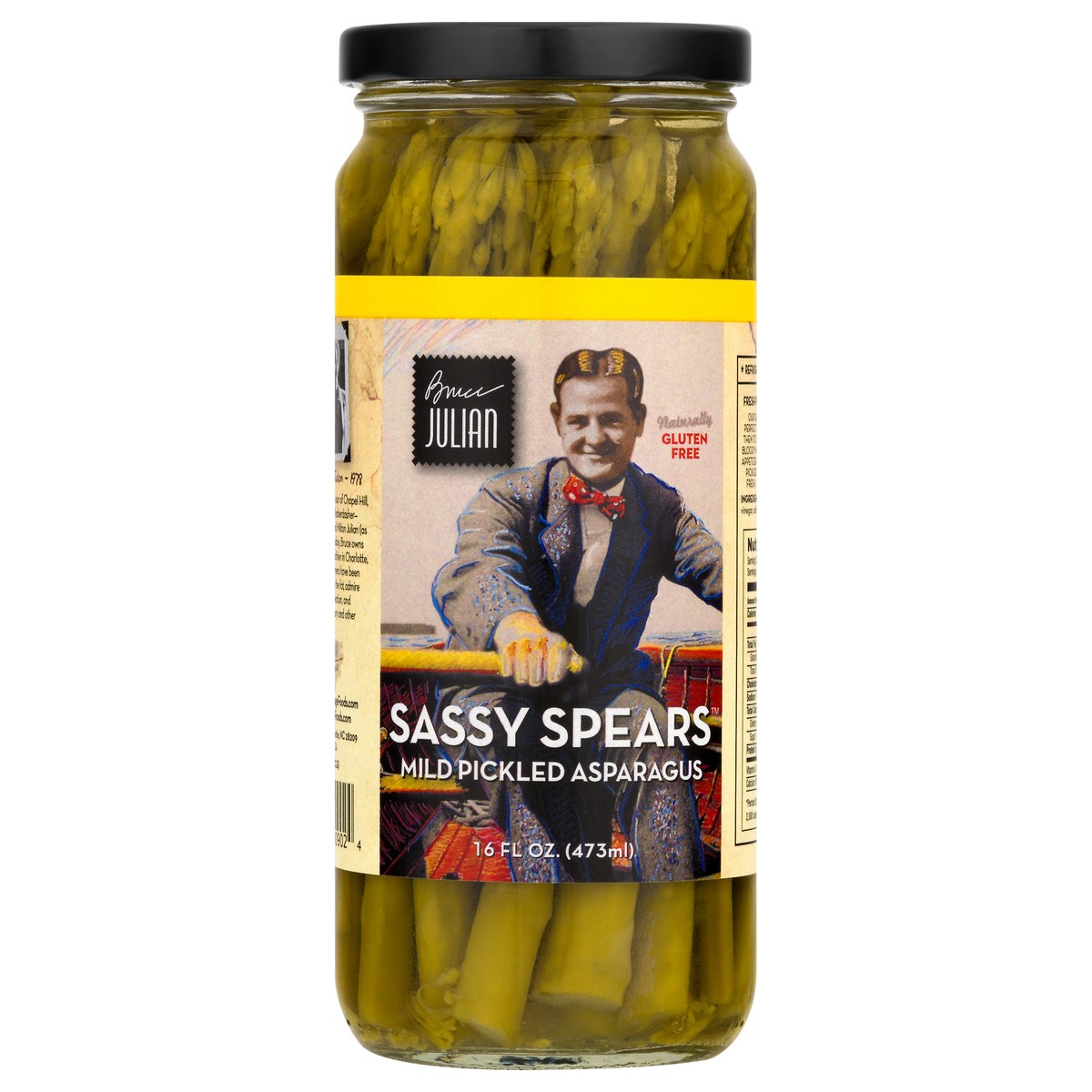 slide 1 of 9, Bruce Julian Mild Pickled Asparagus Gluten Free Sassy Spears 16.0 oz, 16 oz