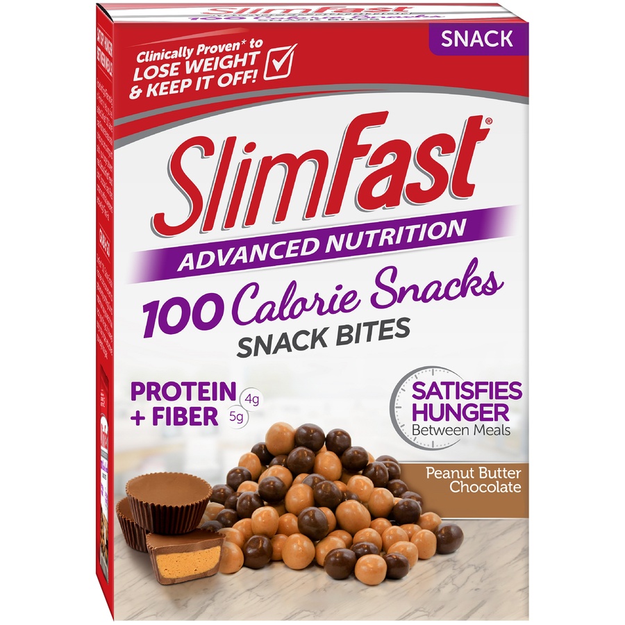 slide 1 of 1, SlimFast Advanced Nutrition 100 Calorie Snack Bites Peanut Butter Chocolate, 5 ct