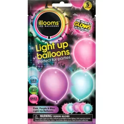 Light Blue, Purple, Pink LED Light Up 9" Balloons