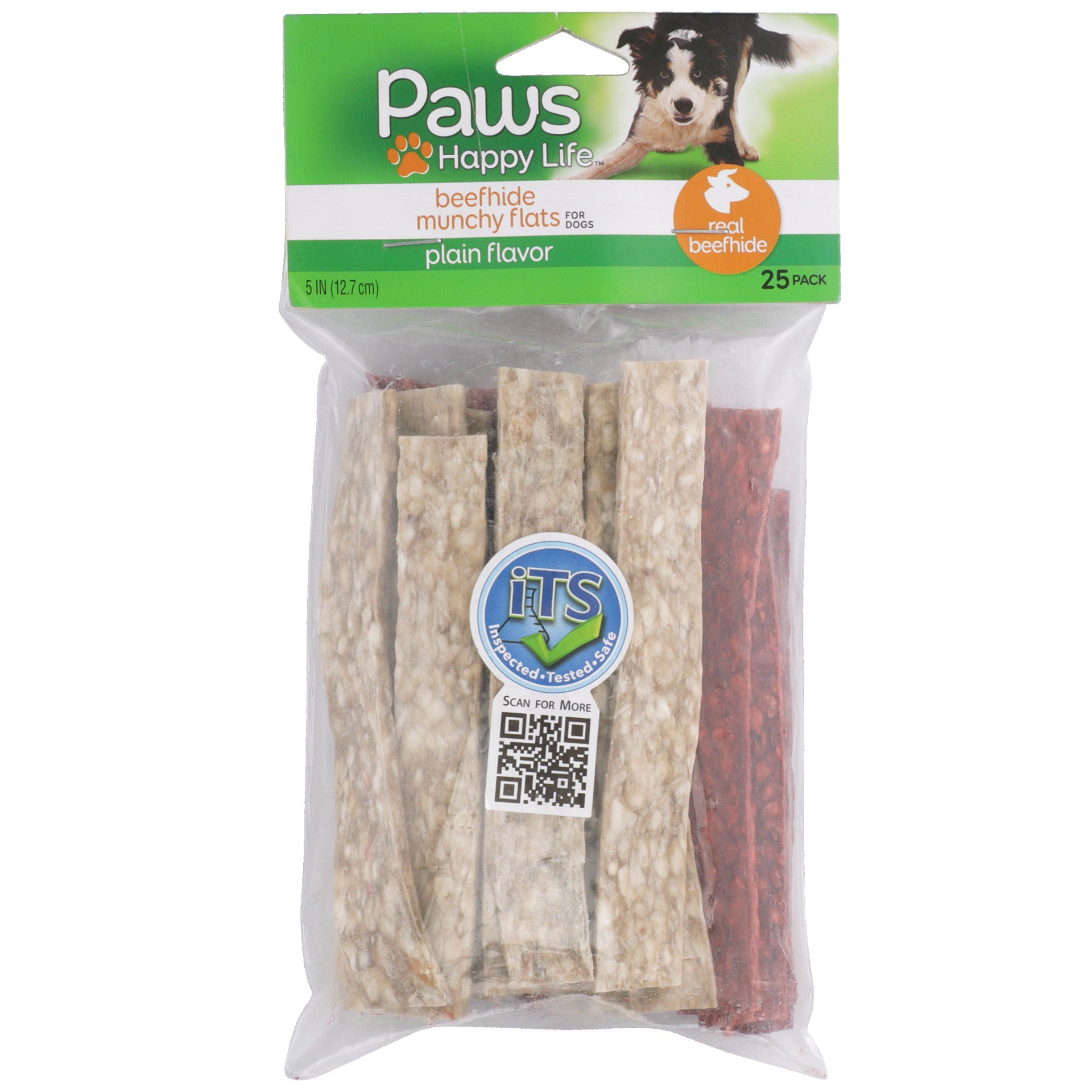 slide 1 of 6, Paws Happy Life Plain Flavor Beefhide Munchy Flats For Dogs, 25 ct