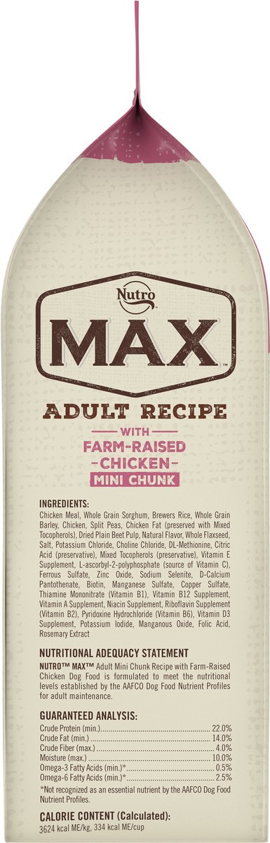 slide 6 of 9, Nutro Max 1+ Years Adult Recipe Mini Chunk with Farm-Raised Chicken Dog Food 4 lb, 4 lb