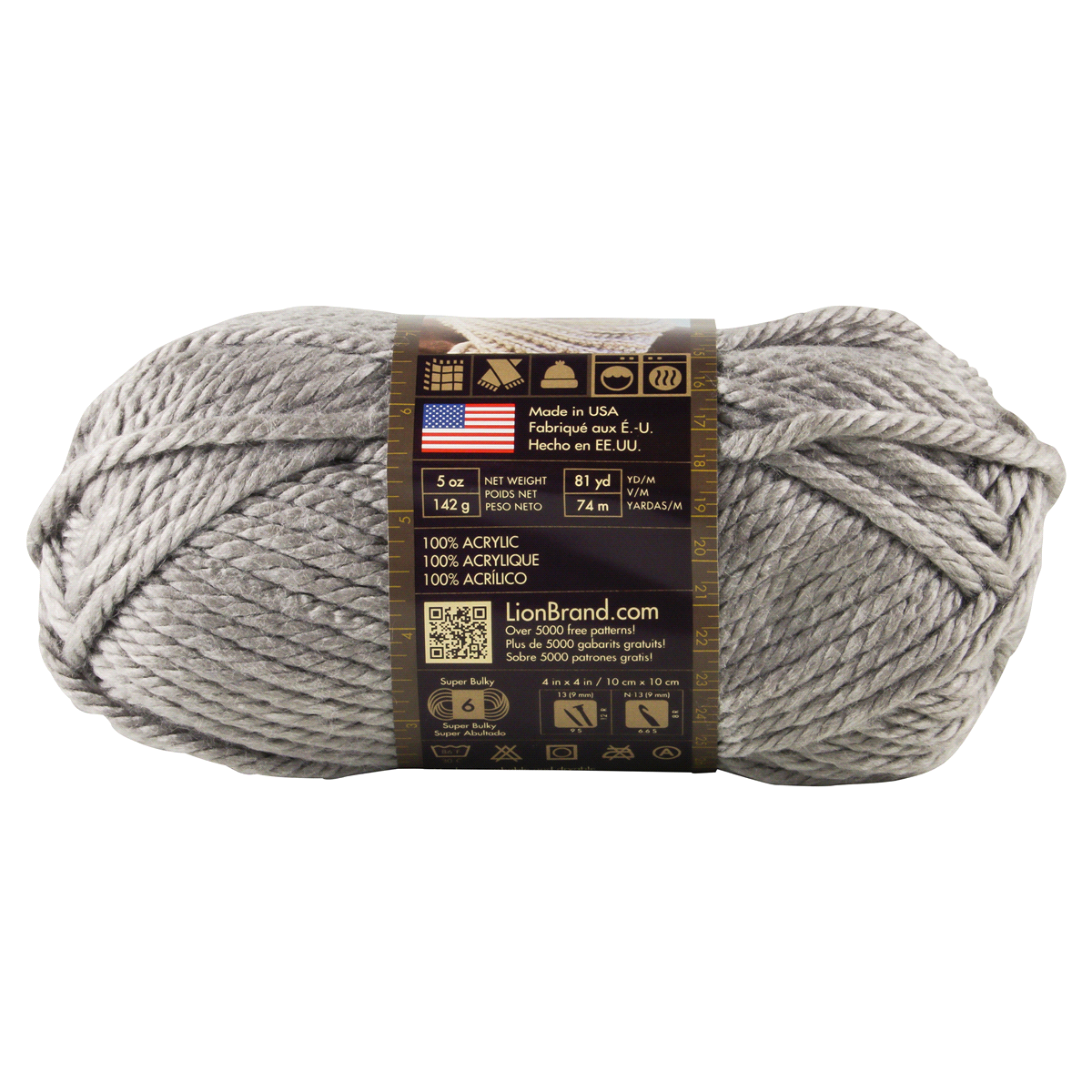 slide 2 of 4, Lion Brand Hometown USA Yarn, Dallas Grey, 5 oz