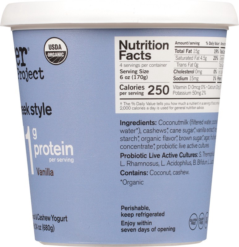 slide 3 of 5, Forager Project Greek Style Vanilla Coconut & Cashew Yogurt, 24 oz
